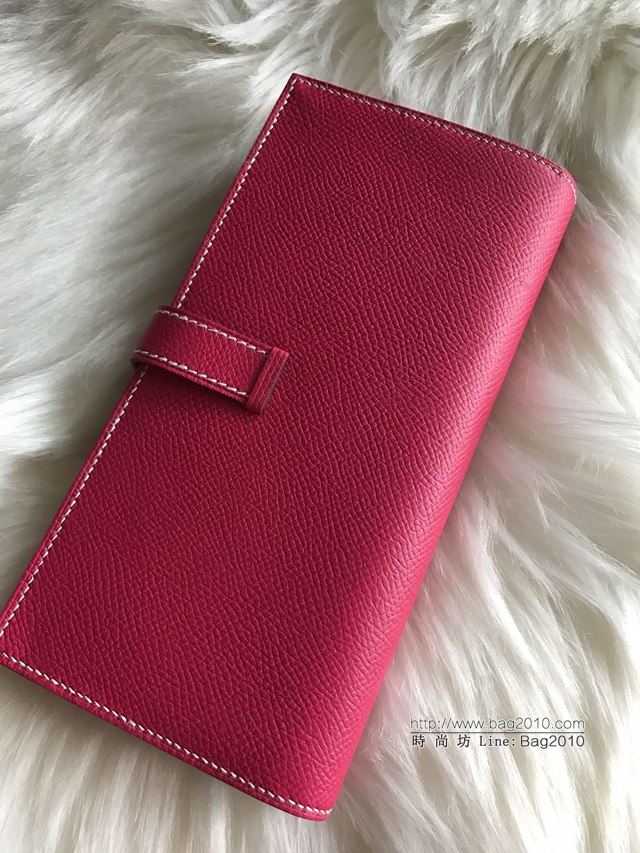 Hermes錢包 愛馬仕bearn長款錢夾 進口epsom皮 糖果粉  tdh2186